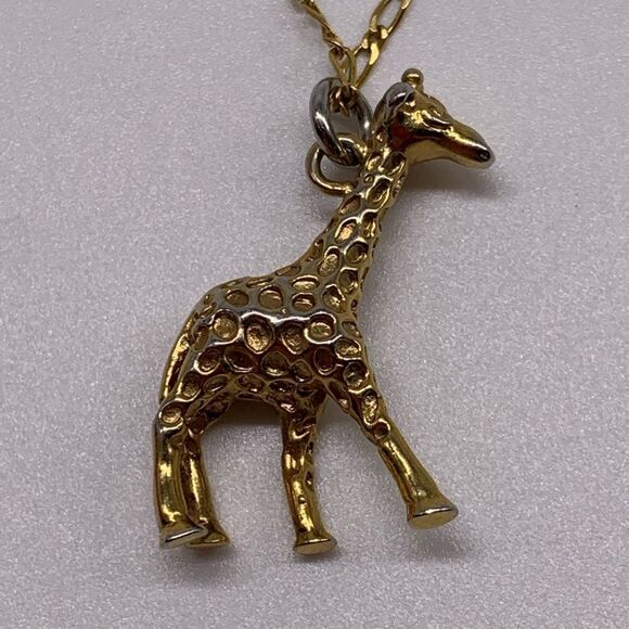 J. Crew Giraffe Gold Tone Pendant Necklace Figural - Picture 6 of 8